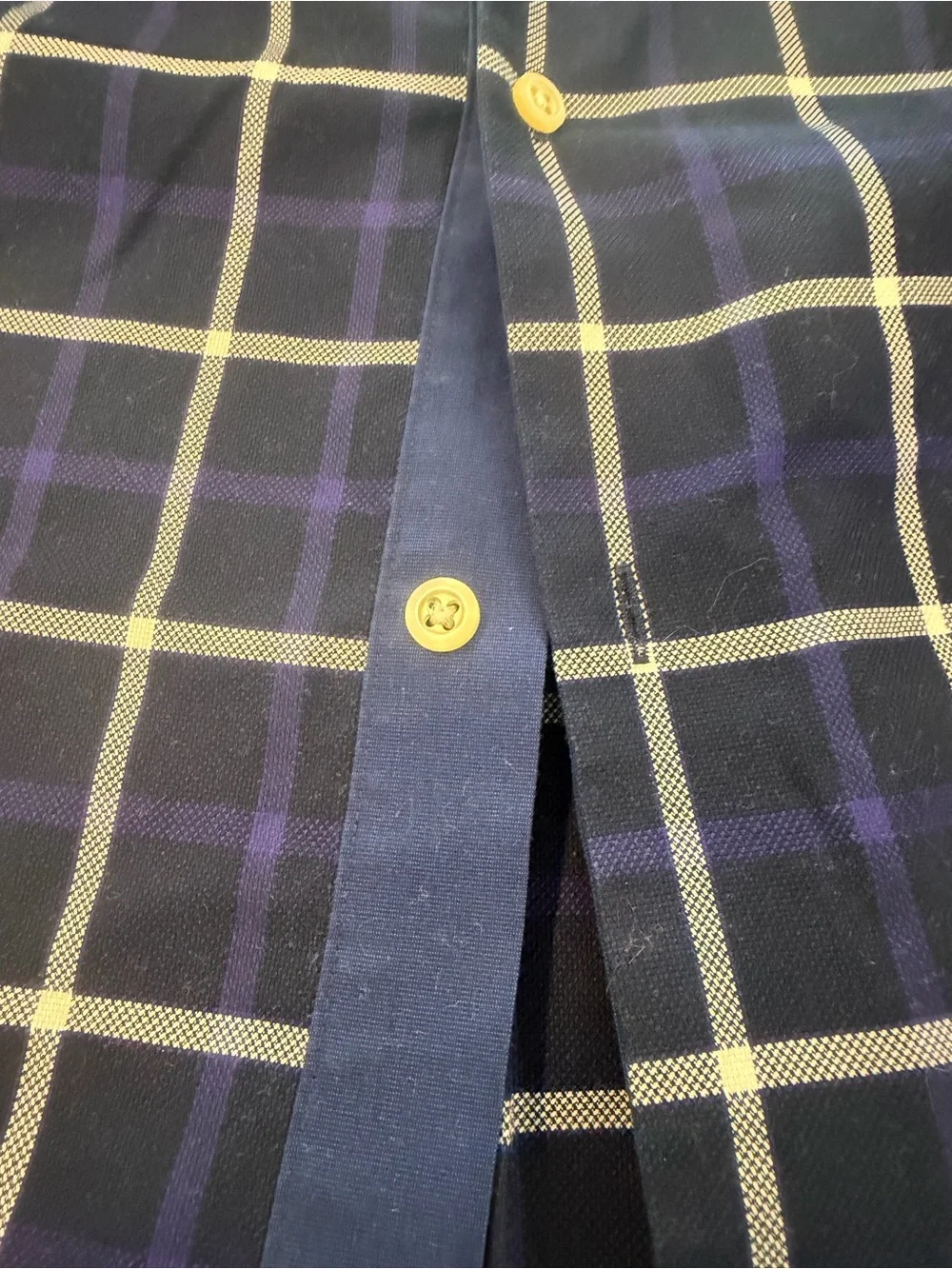 Banana Republic Non-Iron Tailored Slim Fit Plaid Shirt Navy White Men's L